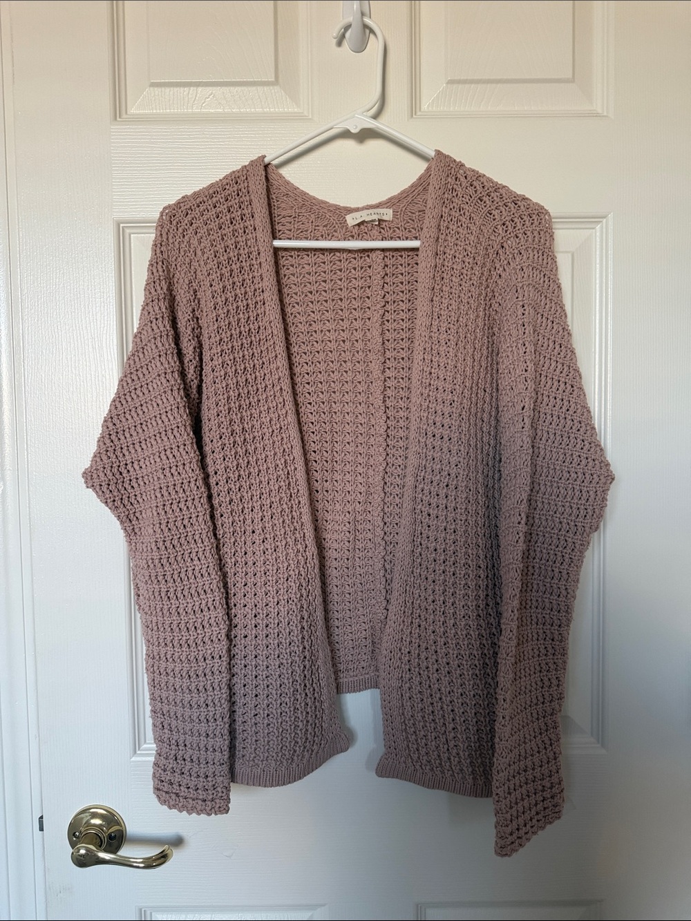 La Hearts Mauve Open Knit Cardigan